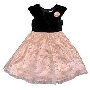 Jona Michelle size 8 black velvet and pink dress